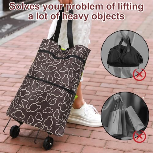 Faltbarer Einkaufstrolley, 2 in 1 Einkaufstasche mit Rollen Faltbar, Leicht Faltbarer Einkaufstasche für Einkaufswagen, Multifunktionaler Einkaufstrolley Klein Faltbar, Collapsible Shopping Trolley – Bild 6