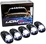 iJDMTOY 5pcs White LED Cab Roof Top Marker Running Lights Compatible with Truck SUV 4x4 (Black Smoked Lens Lamps)