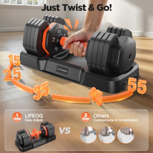 Image of 2026 FDB2 Updated Adjustable Dumbbell Set of 2, 5-in-1 /10-in-1 Weights Dumbbell Set with Storage Box, 25lbs /55lbs Adjustable Weights with Anti-slip Silicone Grip, Weight Set For Home Gym Suit both Men and Women