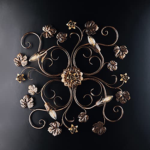 Plafonnier marron et or en fer forgé pour créer une ambiance chaleureuse de salon bon-262