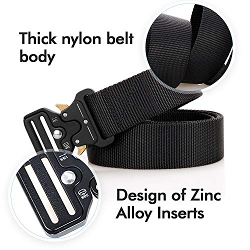 Tactical Belt Gun Adjustable Belts Military Style Webbing Riggers Nylon Belt With Heavy-Duty Metal Buckle And 49 Inches Longth Gun Belts Fits For Waist From 30 To 46 Inches With Gear Clip #TOP3
