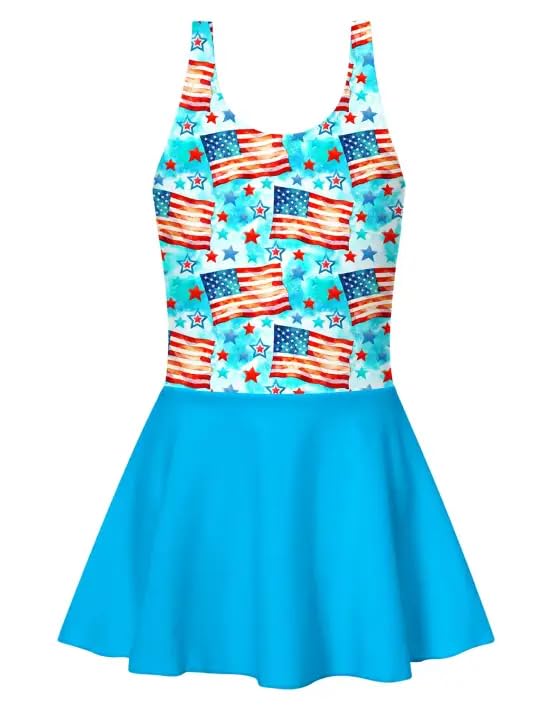 Image of Yousie Girls Swimsuit One Piece Tropical Kids Bathing Suit Swimwear Adjustable Swim Dress 5-9 Years