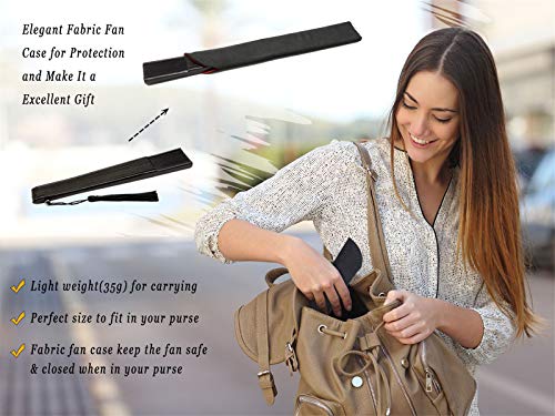 Zolee Small Folding Hand Fan - Chinese Japanese Vintage Bamboo Silk Fans - For Dance, Performance, Decoration, Wedding, Party，Gift (Sexy Black) 0203 #TOP3