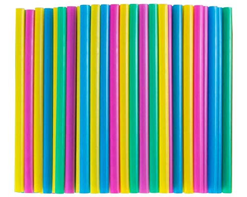 Webake Compostable Smoothi Straws 9 Inch Long Wide Drinking Straw, 100 Bulk, Eco Friendly Plant-based PLA, Alternative to Plastic Straws for Tumbler, Water Bottle - Assorted Colors