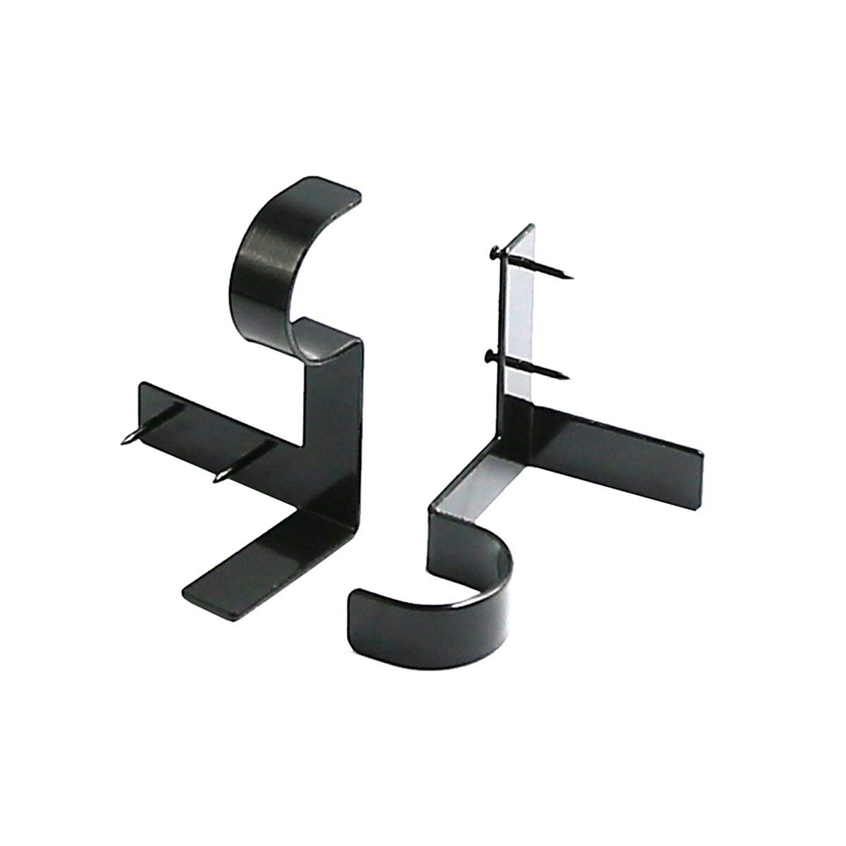 U/D Black 2Pcs Curtain Rod Brackets Hanging Curtain Rod Pole Holder Bracket Tap Window Frame No Drill (Black)