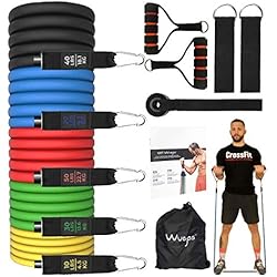 Bandas elasticas musculacion, Gomas elasticas Fitness, para Entrenar al Aire Libre Gym o en casa - 5 Cintas elásticas musculación/Manijas/Ancla de Puerta/Correas de Tobillo/Bolsa de Transporte