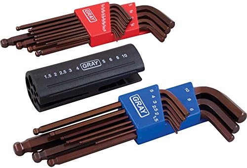 Gray Tools 68722 22 Piece SAE and Metric, Long Arm Ball S2 Hex Key Set