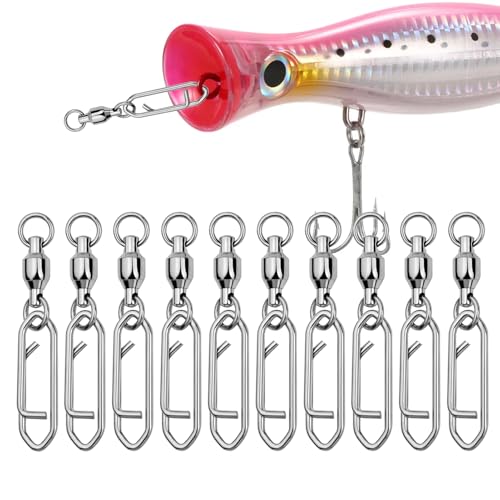 Equipo de pesca,Espirones y mosquetones de pesca,10X eslabón de conector de Botones a Presión de - Espirillos de agua salada, hardware Terminal, pivotes de rodamiento