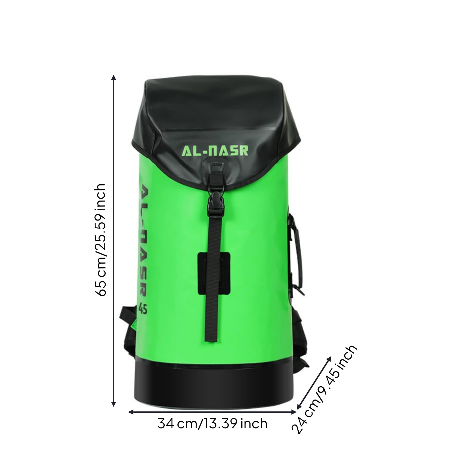 perfk Sac à Dos Étanche Randonnée Sac Imperméable Sac Marin Sac Étanche Tissu PVC Maille Résistant avec Fermeture Roulée et Base Renforcée Bretelles, Array, Vert, 45L
