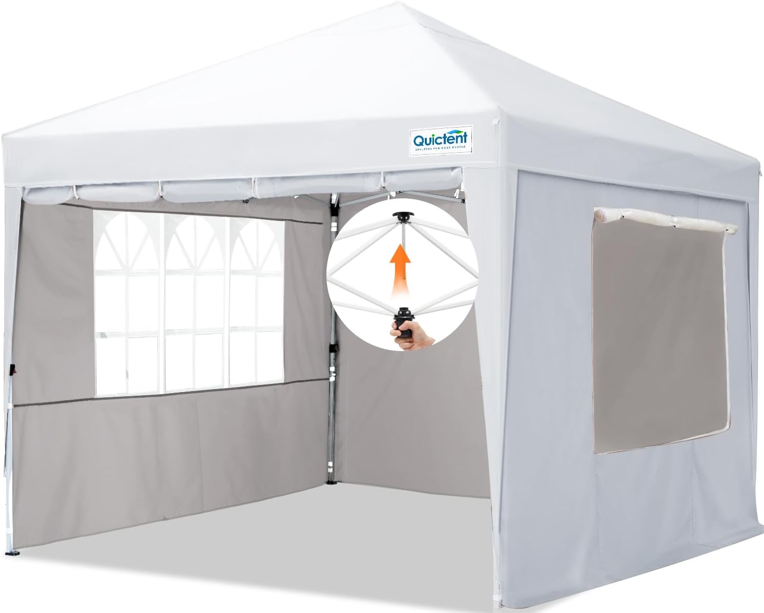 Quictent Silvox 10x10 Ez Pop Up Canopy Tent Enclosed Instant Canopy Shelter Protable Waterproof with Sidewalls and Church Windows (White)