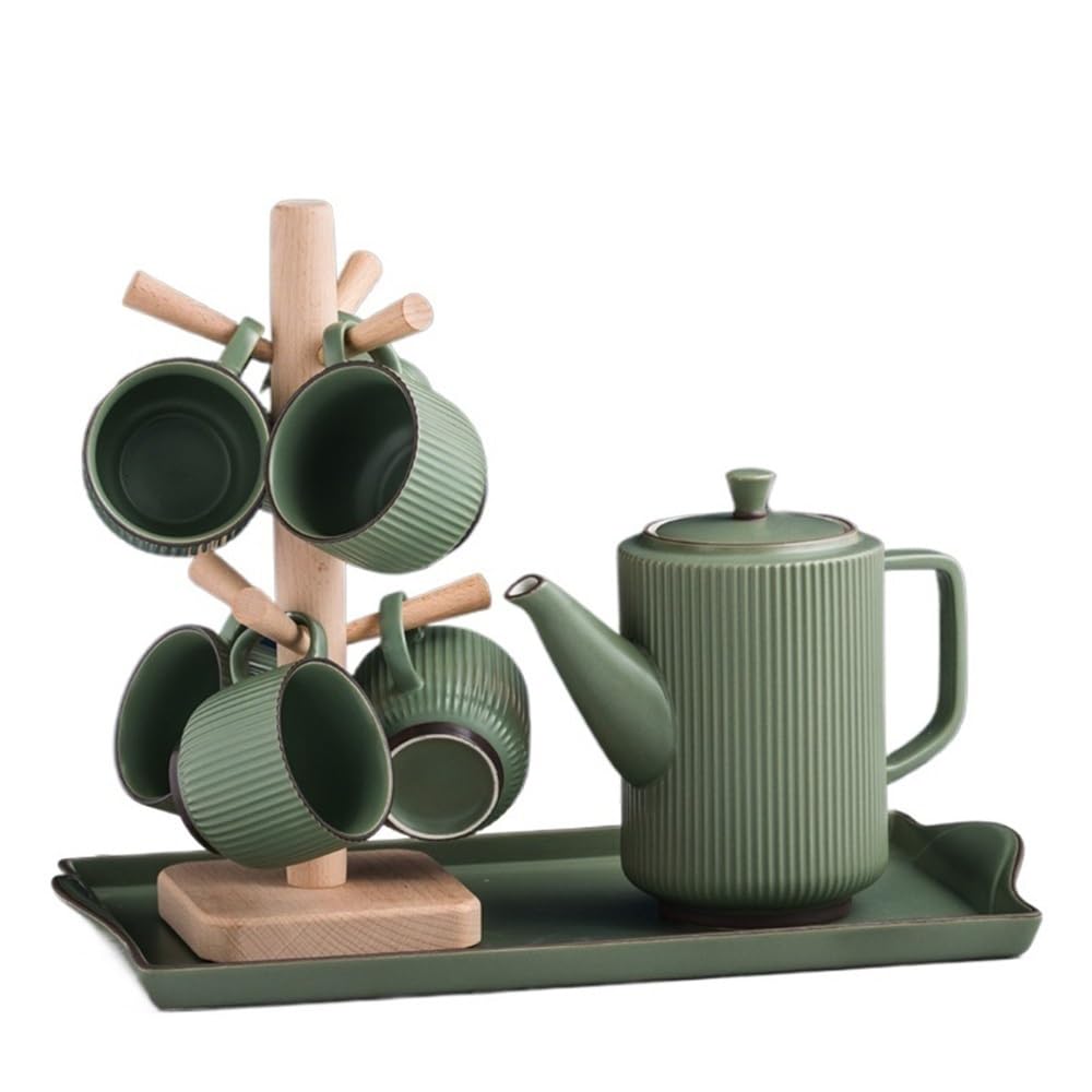 Drinken Home Set di tazze da tè in ceramica con vassoio(verde)