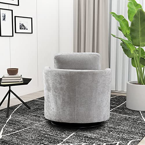 Oduwa Swivel Barrel Chair,31.9" W Modern Round Accent Arm Chairs Upholstered Comfy 360 Degree Swivel Single Circle Club Sofa Chair For Nursery Living Room Bedroom, Light Gray #TOP5