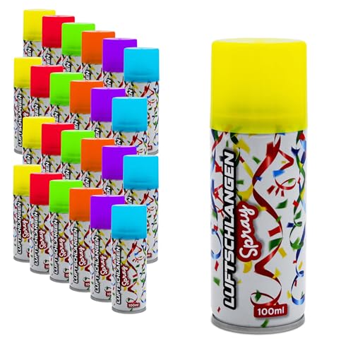 Spetebo Spray per stelle filanti, 100 ml, fluorescente, confezione da 24 pezzi, decorazione per carnevale, stelle filanti, in 6 colori colorati, decorazione di carnevale, decorazione per feste di