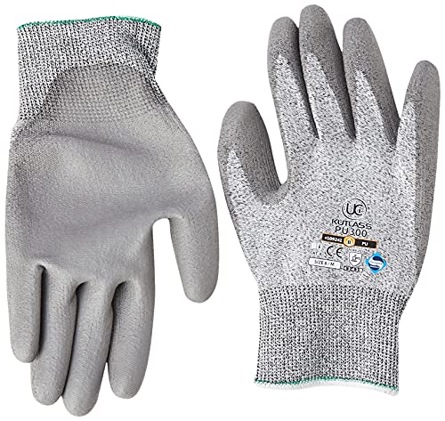 Ultimate Industrial PU300/08 PU300 Kutlass PU Coated Cut Resistant Work Gloves, 1 Pair, Size 8/Medium, Grey