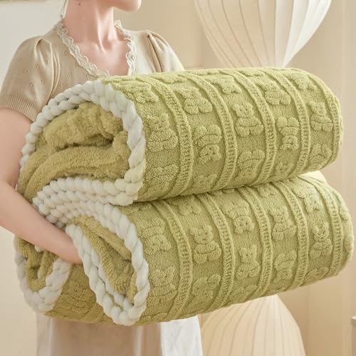 Kuscheldecke Flauschig Decke - Weiche Plüsch Kuscheldecke Fleecedecke Fuzzy Kuschelig Decke Bettdecken, Dicke und Warme Sofadecke Für Den Winter Warme Flauschige(Green,180 * 200cm)