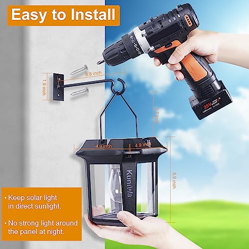 Kuniwa 2 Pack Solar Wall Lanterns Outdoor With 2 Brightness Modes, Dusk To Dawn Wireless Led Sconce With Wall Mount, Aluminum Anti-Rust Waterproof Hanging Solar Lights For Garden Fence Porch Patio #TOP5