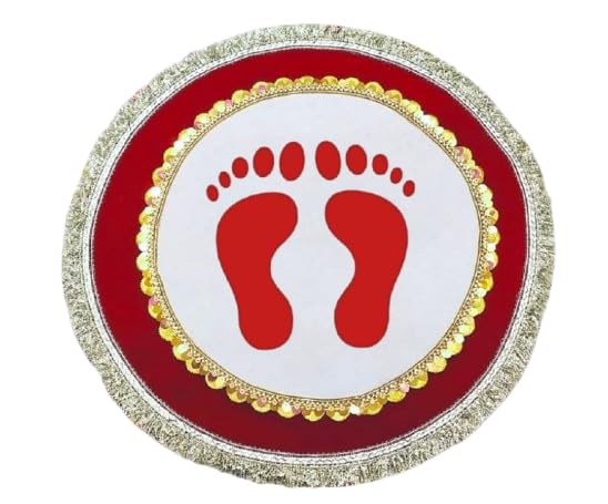 Modern Designer Bride Welcome & Baby Memory Cloth | Kanku Pagla Rumal for Footprint and Handprint Ceremony | Cotton Embroidered Heavy Silk Look Asan with Carry Bag for Gift(Red)
