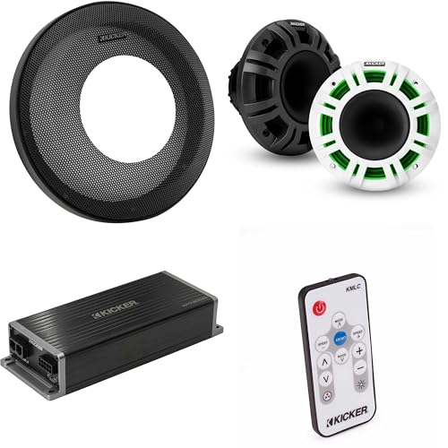 KICKER Marine KPX300.4 Amplificador y Parlantes LED 6.5"