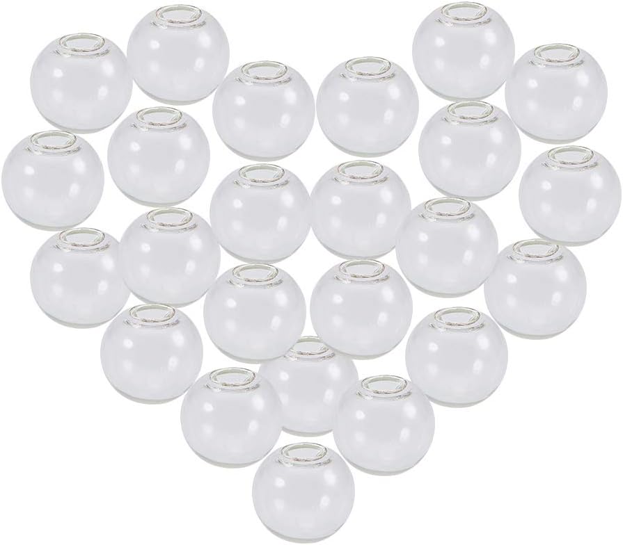 NBEADS 500 Pcs Mini Clear Glass Globe Beads, Bottle Wish Glass Ball Bottles Round Half Hole for Wedding Valentine's Day Gift DIY, Arts Crafts, Projects, Party Favors
