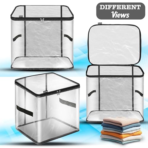 Image of Storite 8 Pack Jumbo Saree Bags, Transparent Saree Bags With Zip, Saree Covers For Storage With Moisture & Dust Proof, Wardrobe Organizer(45x41x33 cm)