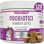 PETSUPLUS Probiotici per Cani - Fermenti Lattici Cane - 120 masticabili - Ripristina la Flora Intestinale, Protegge il Sistema Immunitario e previene Malattie - Combatte Diarrea, Gas, Vomito