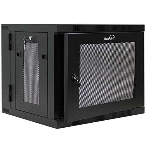 NavePoint 9U Wall Mount Hinged Swing Out Perforated IT Server Network Rack Cabinet Lock