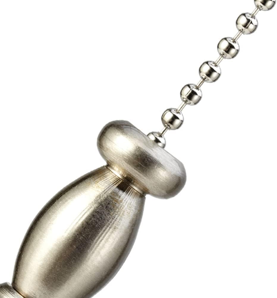 Ceiling Fan Pull Chain 12 inch Brushed Nickel Pull Chain Extension Fan Chain Extender Ceiling Fan Pulls Ornament with Ball Fan Chain Connector for Ceiling Fan Light, 1PCS (Brushed Nickel)