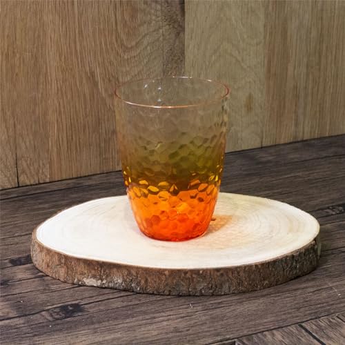 Carousel Home Set of 6 Orange Ombre Embossed Plastic Tumbler Glasses | Stylish Reusable Drinkware for Outdoor Events - 400ml - Image 4