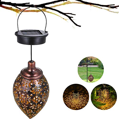 Preisvergleich Produktbild LED Laternen für Draußen, Hängend Solarlaterne für außen, IP55 Wasserdicht Gartenleuchte Metall für Aussen Garten Patio Balkon