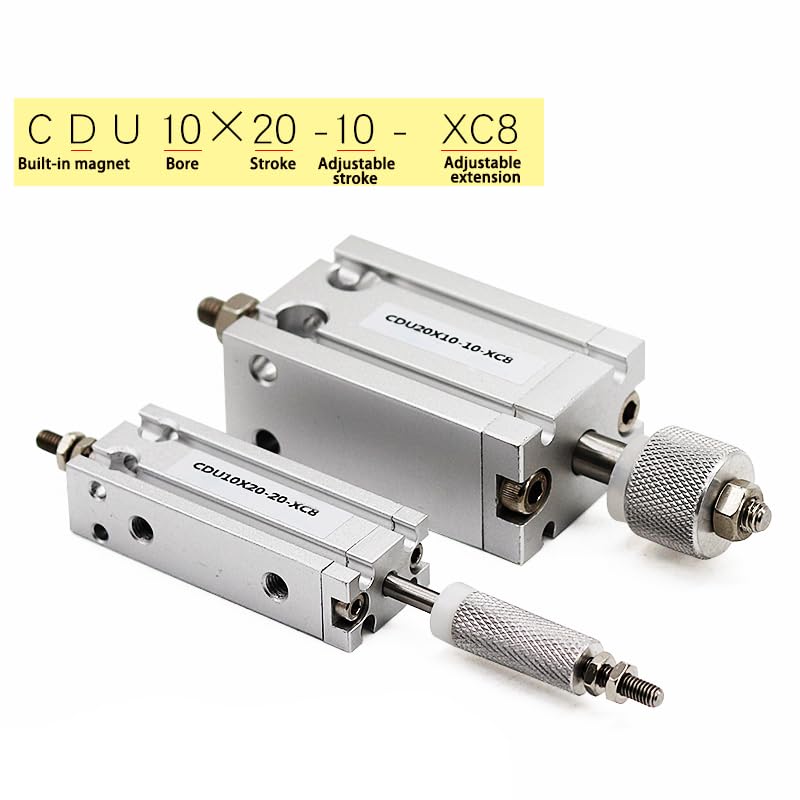 Vérin pneumatique double effet CDU16X10-10-XC8 à course réglable - 4