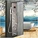 12 Choice Black Shower Column Faucet Bath Faucet Temperature Digital Display LED Shower Panel Body Massage System Jets(Nickel Brush G)