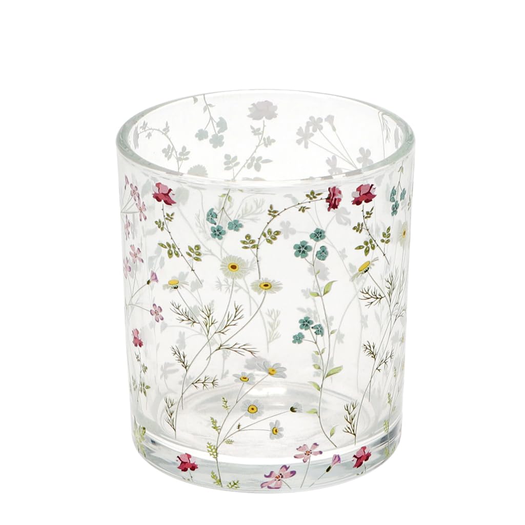 Rex London Clear Glass Candle Holder - Flowers
