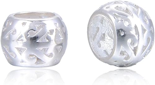 Miniatura 10 de Cuentas sueltas de plata 925 real con agujero grande para curación, piedras preciosas de cristal de perlas, aretes de hueso de madera, collar,