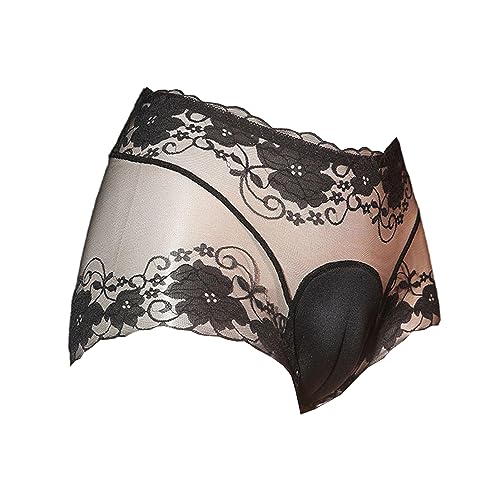 LESOYA Men's Sissy Pouch Panties Low Rise Hiding Gaff Underwear Lace Sheer Crossdresser Boxer Briefs