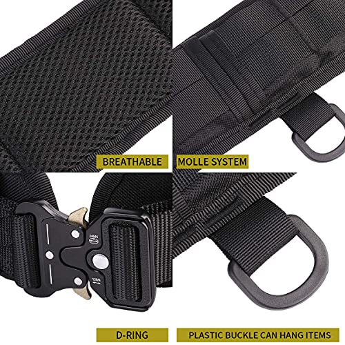 Hlyqe Tactical Battle Belt Set War Belt Condor Belt Military Wasit Belt With Mesh And Lining Thickening Eva Tactical Molle Belt For Shooting War Game Paintball Hunting Sports Outdoor (Black) #TOP3