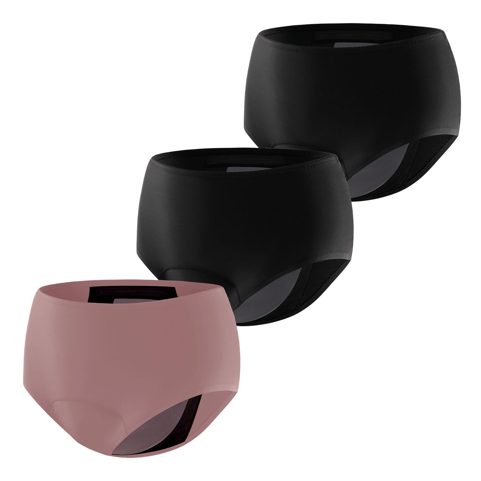 Carer Pack de 3 Braguitas de Incontinencia para Mujer, Ropa Interior Menstrual Flujo Abundante Reutilizable con Almohadilla de 150 ml para Incontinencia Moderada y Uso Nocturno Menstruación