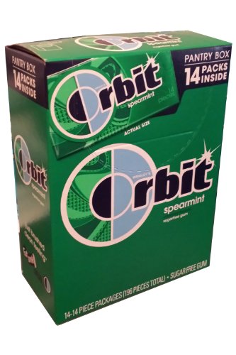 Wrigley's Orbit Spearmint Sugar Free Gum Pantry Box - 14 Packs of 14 Pieces