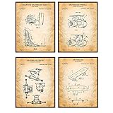 Skateboarding Art - Patent Wall Decor Poster Set - Home or Apartment Decoration for Kids or Boys Bedroom, Game or Living Room - Gift for Skateboarders, Skateboard Fans - Picture, Photo, Prints