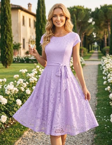 Image of MUADRESS Women's Lace Cocktail Wedding Party Dress | Wedding Guest Ready,Homecoming Event Style,Bridal Shower Outfit,Dinner Date Look,Tea Party Occasion,Birthday wear