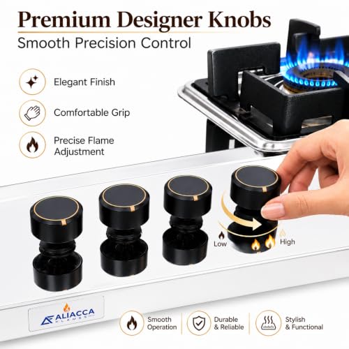 Image of Aliacca Kazario Gas Stove 4 Burners Steel Body, Auto, ISI Certified
