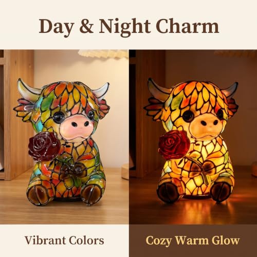 Image of Neioaas Cow Table Lamp, Highland Yak Night Light (D)