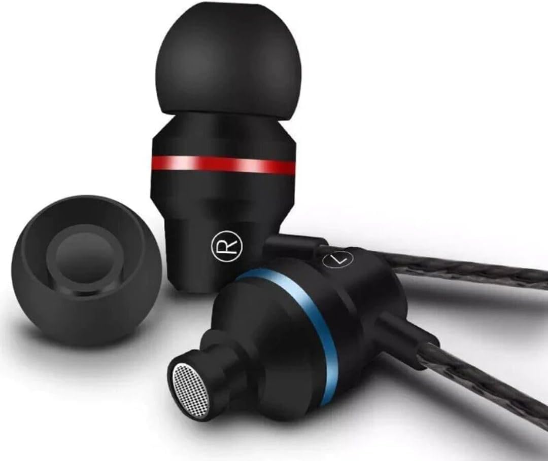 Wired Headphones, In-Ear Noise-Canceling 3.5mm Jack Plug Earphones, In-Ear Tangle-Free Cable With Improved Deep Bass Stereo Sound HIFI Earbuds With Microphone, for Smartphone Tablet Computer