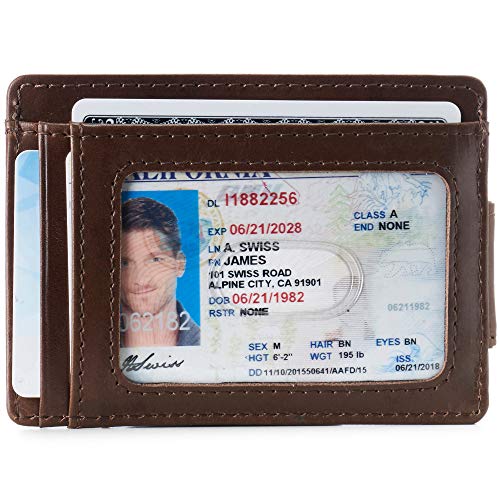 Image of alpine swiss Harper Mens RFID Slim Money Clip Front Pocket Wallet Minimalist Leather ID Card Holder