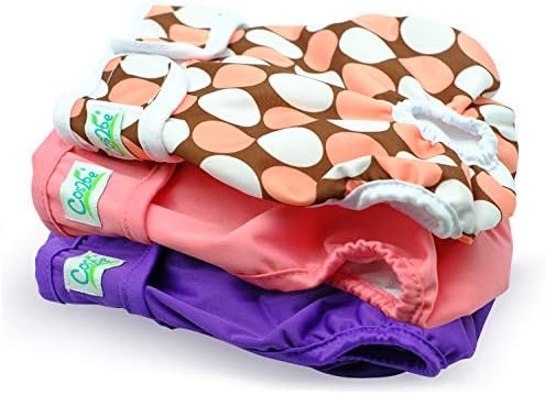 Cos2be Female Dogs Diapers Washable Reusable Wraps,Soft & Comfortable Diapers for Small to Middle Dog-Pack of 3(S)