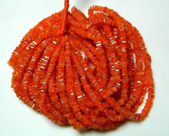 Perles cornaline heishi 5mm pour création de bijoux avec ce fil de 40cm