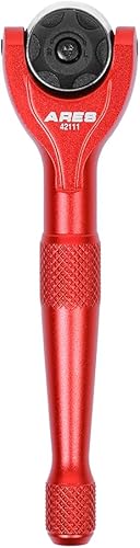 Miniatura 5 de ARES 42111  Trinquete hexagonal de cabeza giratoria de 90 dientes rojo de 14 pulgadas  Giratorio de 250 grados con inserto magnético para retención