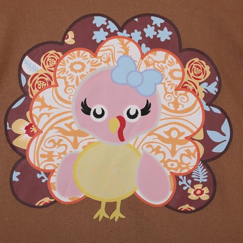 Image of Thanksgiving Toddler Girls Turkey Outfits Set Ruffle T-Shirt Dress and Pants Outfit Set 3-8Years