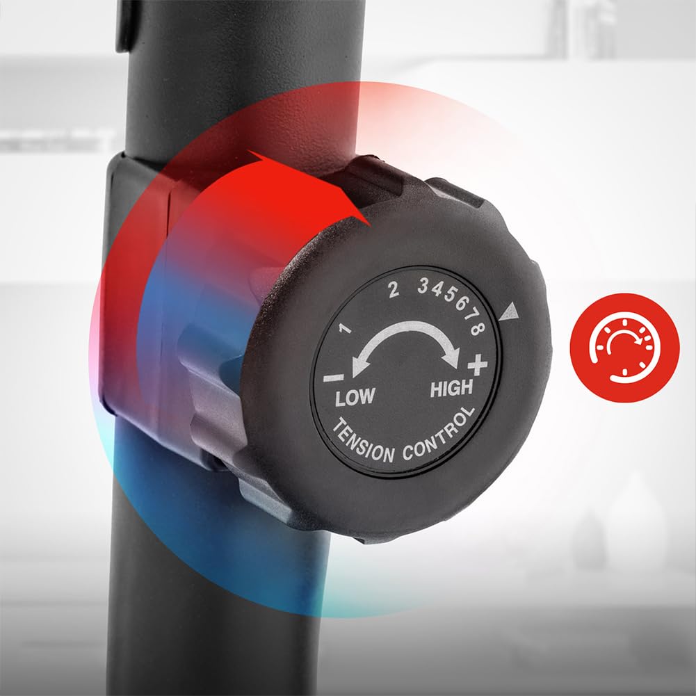 BAKAJI Bicicleta estática elíptica para Fitness en casa con Mango Alto y Asiento Ajustable, Bicicleta de Gimnasio, Spinning Bike Vertical con sensores cardíacos y calorías para Entrenamiento de
