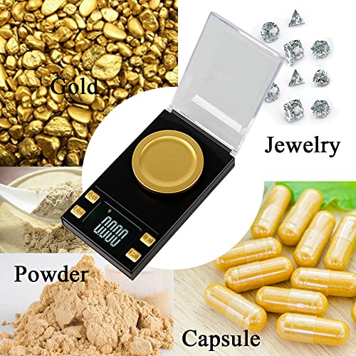 Milligram Scale, Mg Scale 50G X 0.001G, Non-Stick Powder Pan, 0.02 Grains X 771Gn, Powder Scale For Reloading Medicine Supplement Capsule, Milligramos Scale With 50G Calibration Weight, Powder Scoop #TOP5