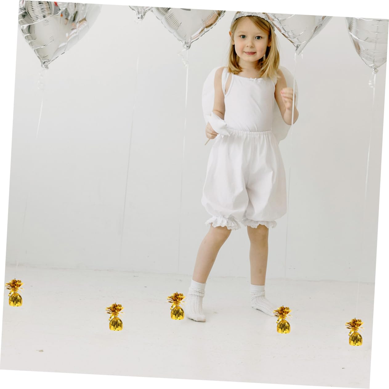 8pezzi Pesi Per Palloncini Oro Pesetti Decorativi Per Palloncini Lamina Supporti Elio Per Feste Compleanni e Matrimoni